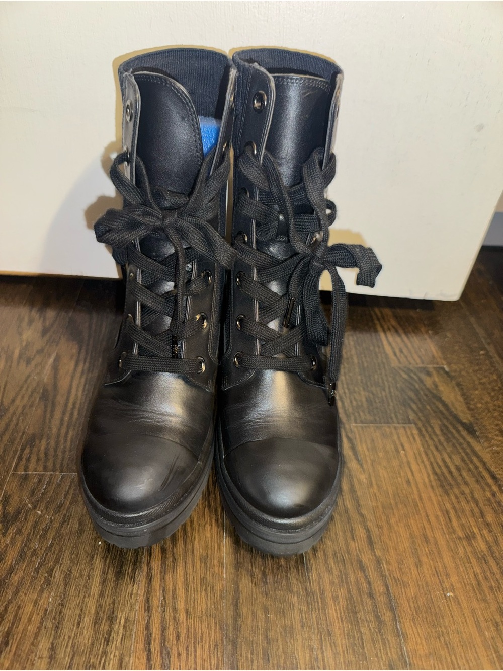 Michael Kors Black Lace-Up Platform Ankle Boots